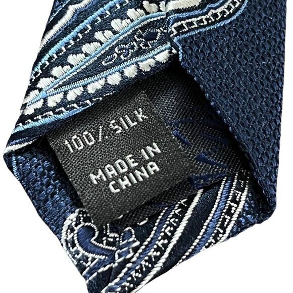 Jos A Bank Heritage Collection Mens 100% Silk Navy Paisley Neck Tie 59" x 3" - Picture 13 of 16